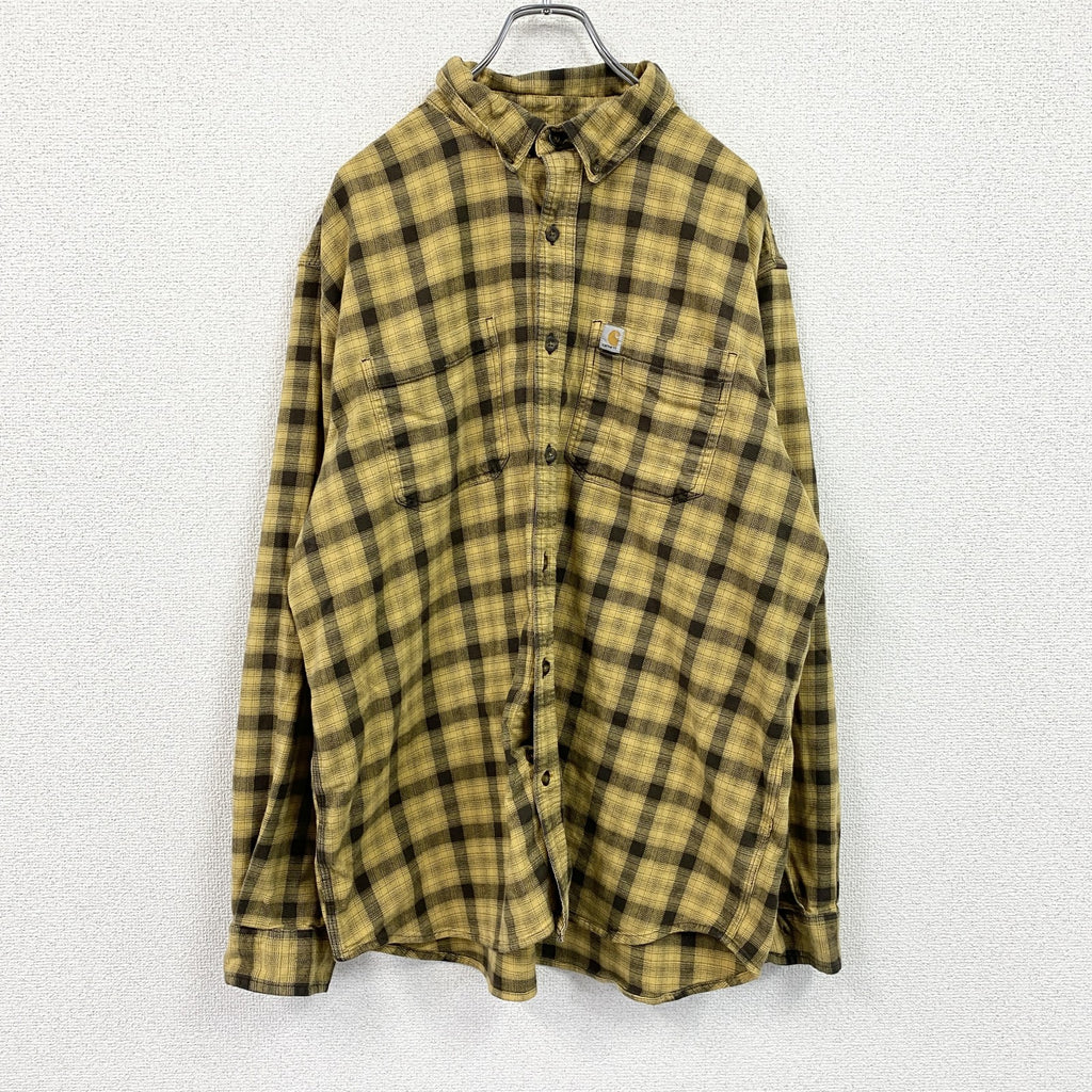 Carhartt　カーハート　長袖ネルシャツ　ボタンダウンシャツ　黄色　イエロー　XLサイズ