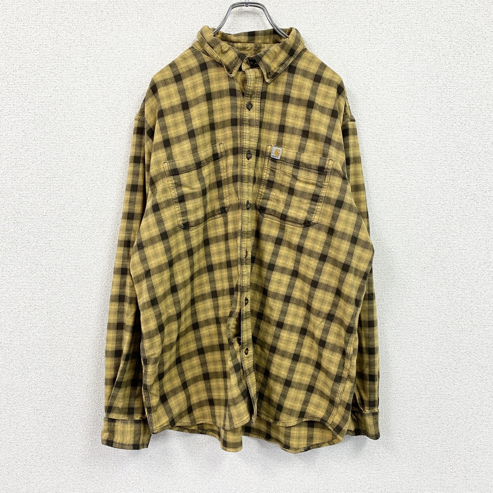 Carhartt　カーハート　長袖ネルシャツ　ボタンダウンシャツ　黄色　イエロー　XLサイズ