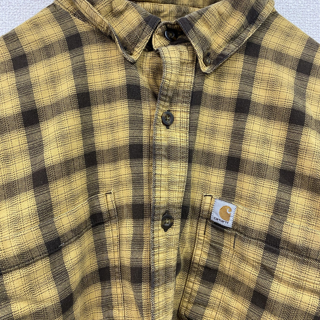 Carhartt　カーハート　長袖ネルシャツ　ボタンダウンシャツ　黄色　イエロー　XLサイズ