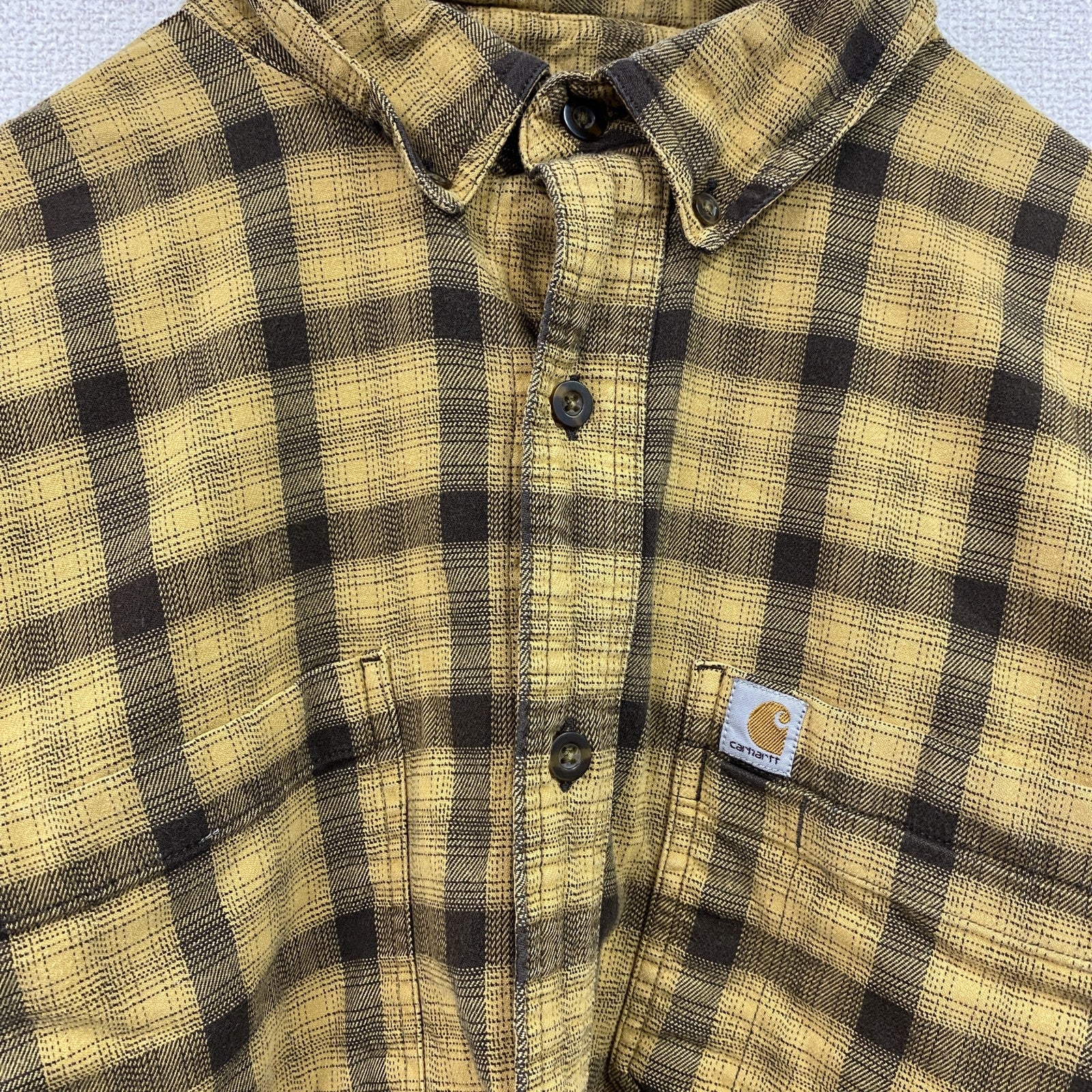 Carhartt　カーハート　長袖ネルシャツ　ボタンダウンシャツ　黄色　イエロー　XLサイズ