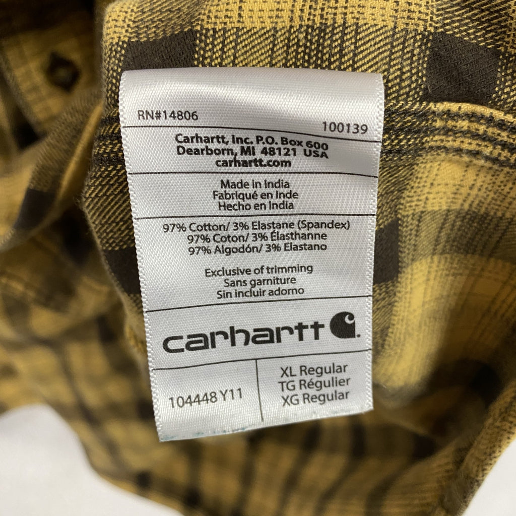 Carhartt　カーハート　長袖ネルシャツ　ボタンダウンシャツ　黄色　イエロー　XLサイズ