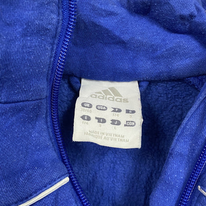 adidas　アディダス　ハーフジップスウェットトラックジャケット/ジャージ　パフォーマンスロゴ　青　ブルー　Lサイズ