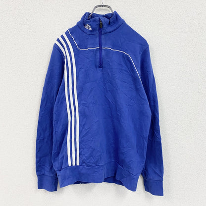 adidas　アディダス　ハーフジップスウェットトラックジャケット/ジャージ　パフォーマンスロゴ　青　ブルー　Lサイズ