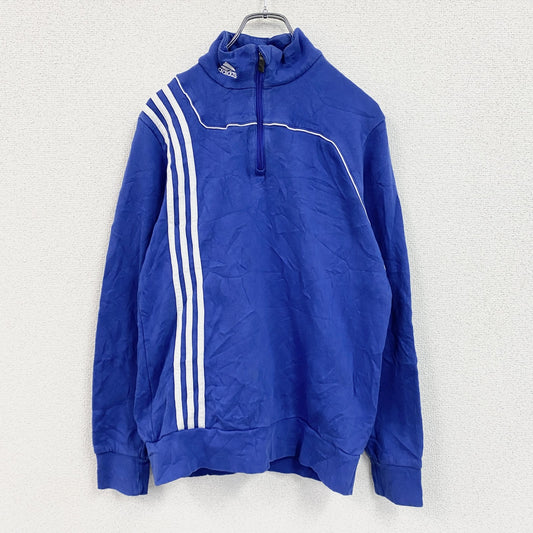 adidas　アディダス　ハーフジップスウェットトラックジャケット/ジャージ　パフォーマンスロゴ　青　ブルー　Lサイズ