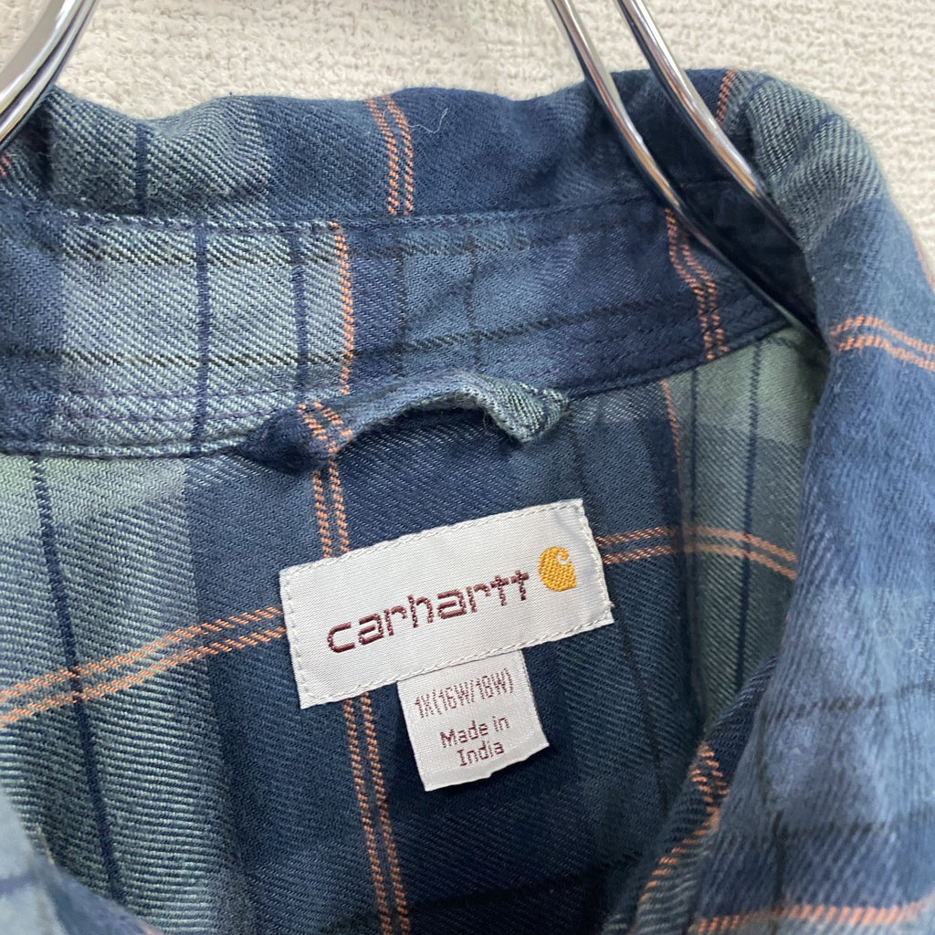 Carhartt　カーハート　長袖ネルシャツ　チェックシャツ　ダブルポケットシャツ　緑　グリーン　1Xサイズ