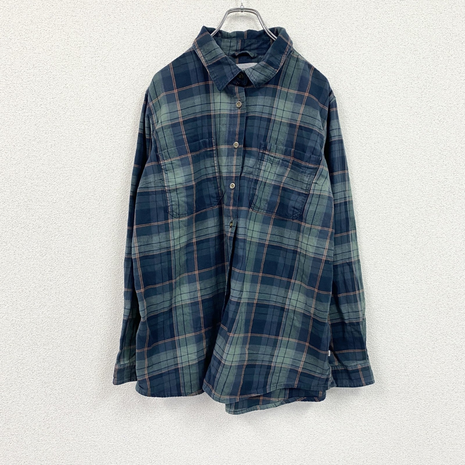 Carhartt　カーハート　長袖ネルシャツ　チェックシャツ　ダブルポケットシャツ　緑　グリーン　1Xサイズ