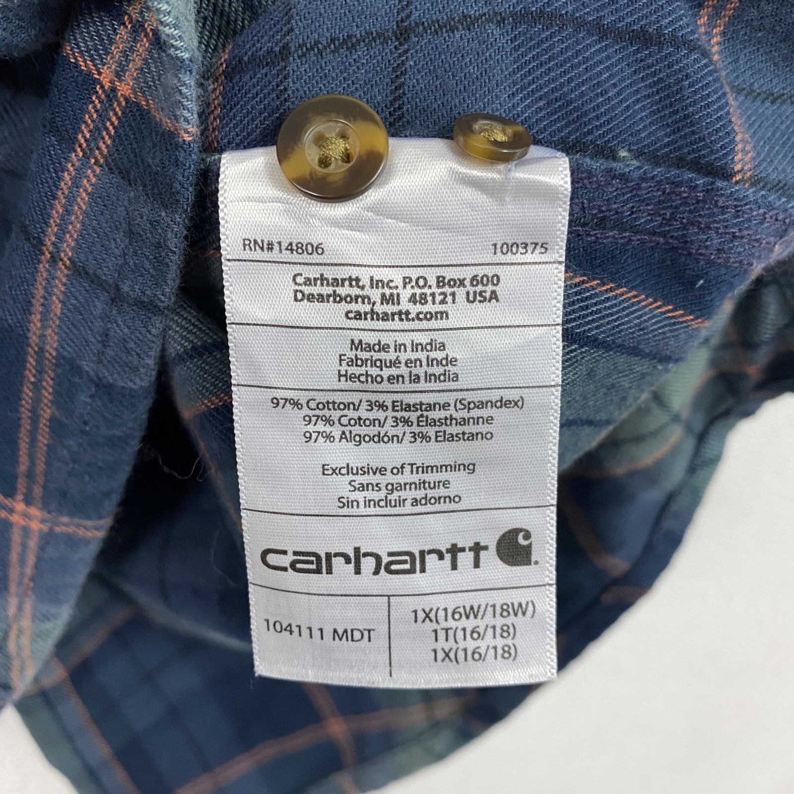 Carhartt　カーハート　長袖ネルシャツ　チェックシャツ　ダブルポケットシャツ　緑　グリーン　1Xサイズ