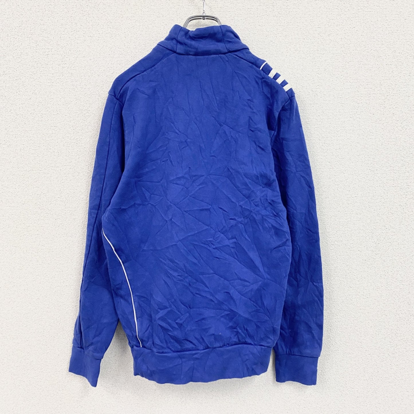 adidas　アディダス　ハーフジップスウェットトラックジャケット/ジャージ　パフォーマンスロゴ　青　ブルー　Lサイズ