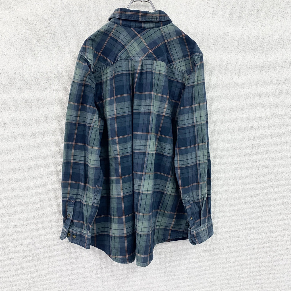 Carhartt　カーハート　長袖ネルシャツ　チェックシャツ　ダブルポケットシャツ　緑　グリーン　1Xサイズ
