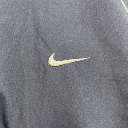 NIKE　ナイキ　フルジップジャケット　ラグランスリーブ　スウッシュ　刺繍ロゴ　比翼仕立て　紺　ネイビー　Mサイズ