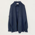 古着 used　bar　FULINYOFF　長袖柄シャツ　襟付き　総柄　個性的　レトロデザイン　ネイビー　紺　XLサイズ　