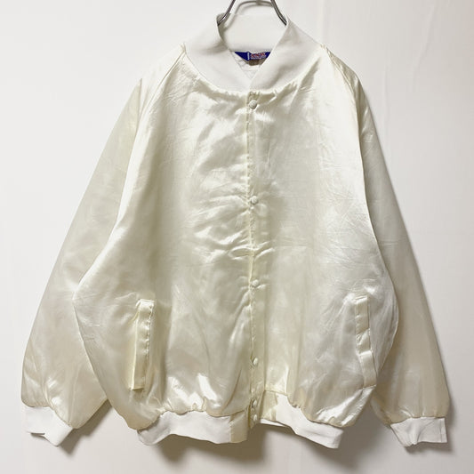 ～90s　ASW JACKETS　サテンスタジャン　ブルゾン　ヴィンテージ　白　ホワイト　2XLサイズ