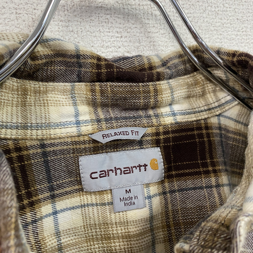 Carhartt　カーハート　長袖ネルシャツ　チェックシャツ　ボタンダウンシャツ　ベージュ　Ｍサイズ