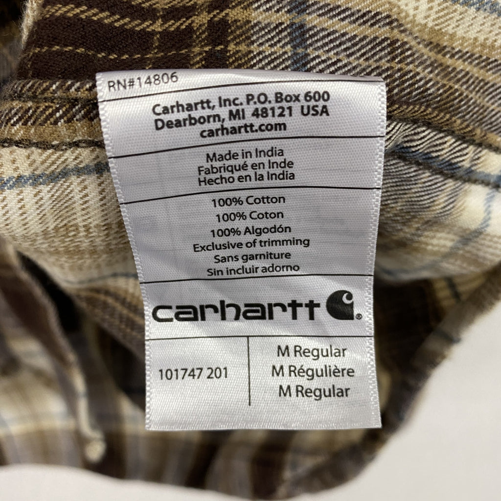 Carhartt　カーハート　長袖ネルシャツ　チェックシャツ　ボタンダウンシャツ　ベージュ　Ｍサイズ