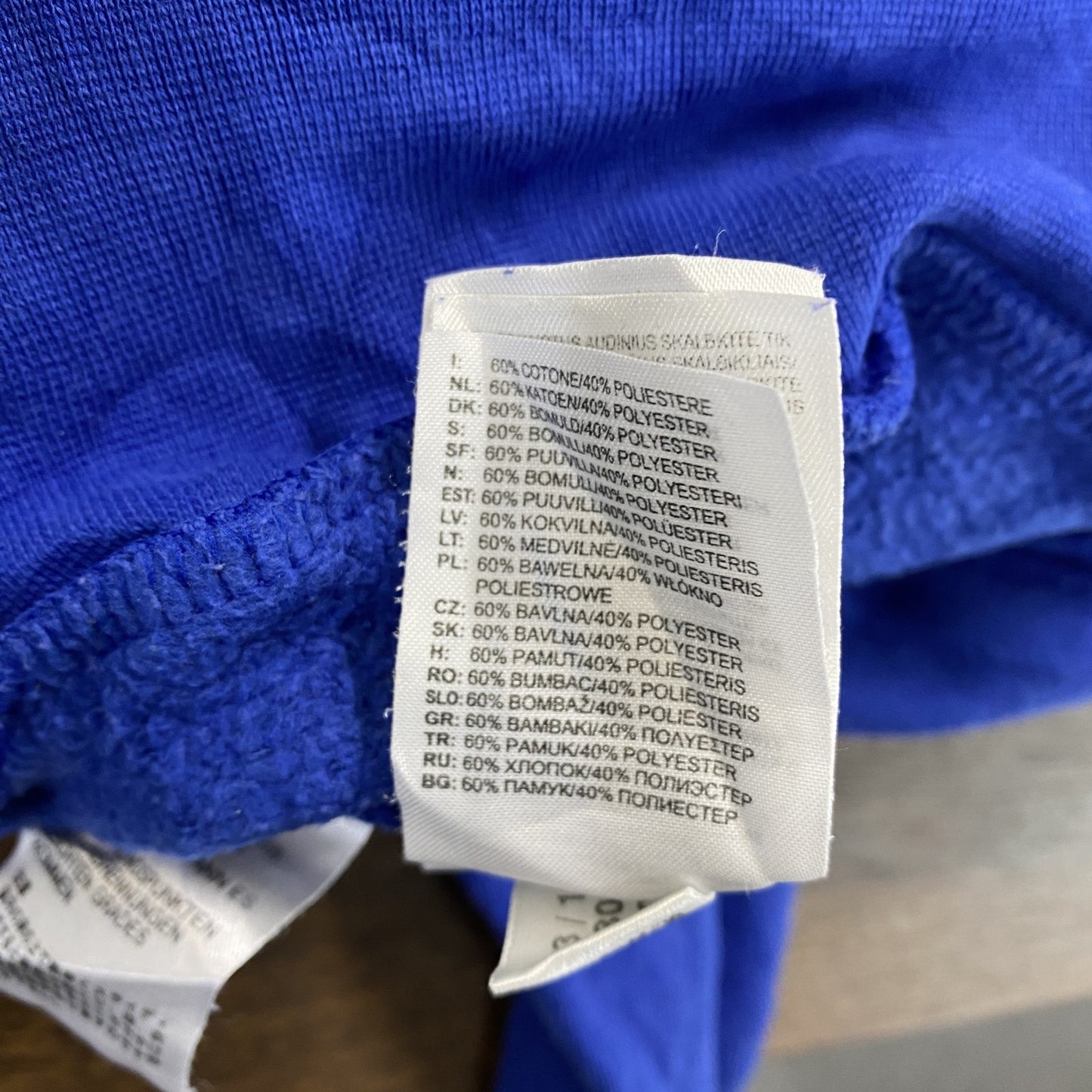 adidas　アディダス　ハーフジップスウェットトラックジャケット/ジャージ　パフォーマンスロゴ　青　ブルー　Lサイズ