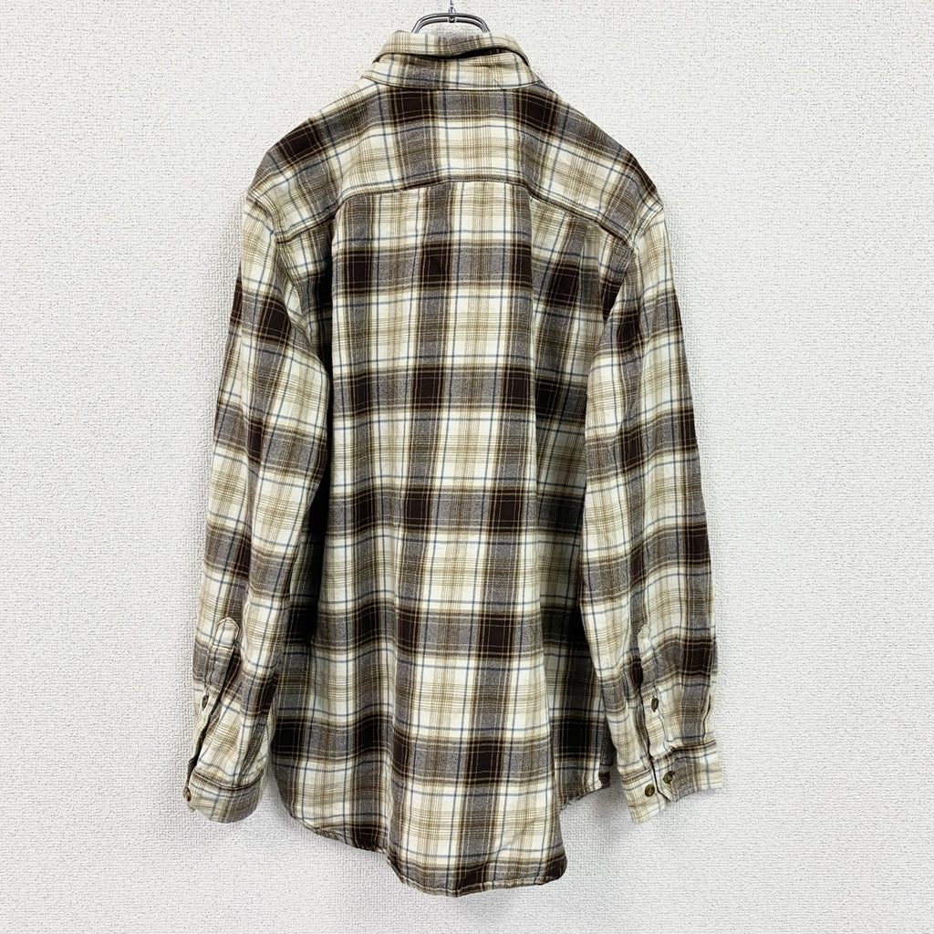Carhartt　カーハート　長袖ネルシャツ　チェックシャツ　ボタンダウンシャツ　ベージュ　Ｍサイズ