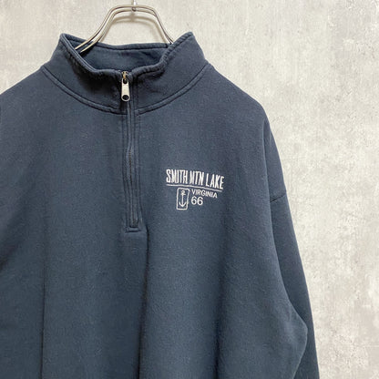 古着 used　artisans　長袖ハーフジップスウェット　トレーナー　ワンポイント刺繍　黒　ビッグシルエット　XLサイズ