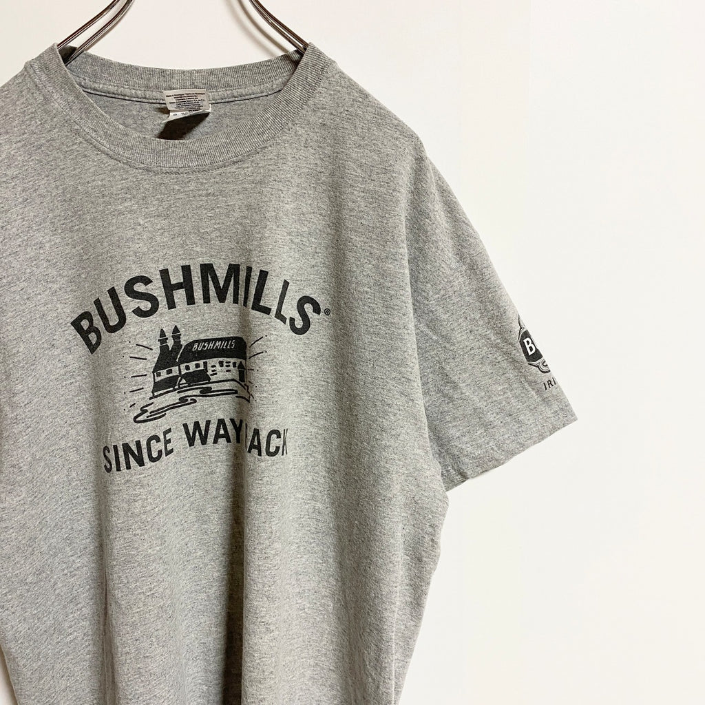 古着 used　GILDAN　ギルダン　半袖プリントTシャツ　クルーネック　BUSHMILLS　グレー　春夏服　Lサイズ