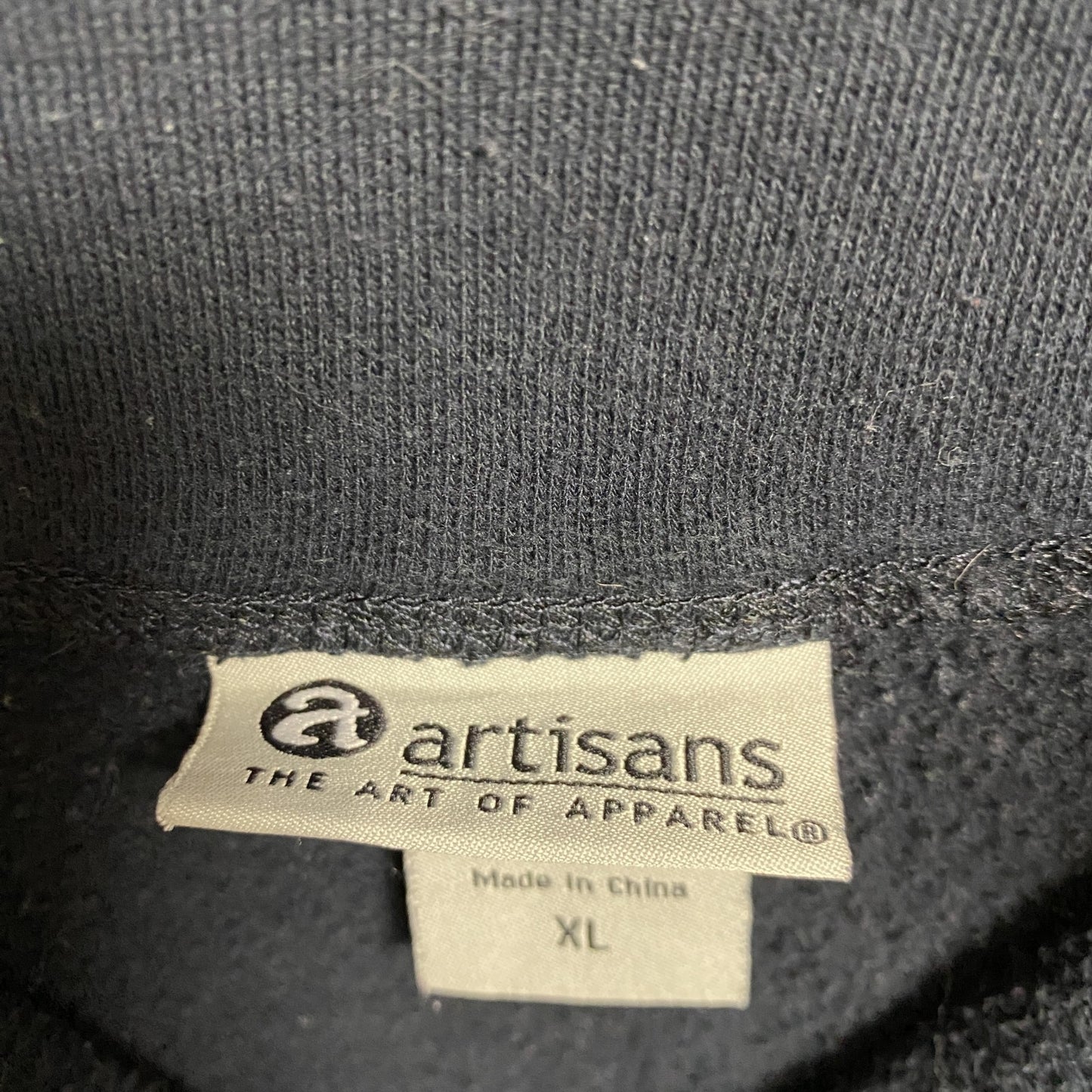 古着 used　artisans　長袖ハーフジップスウェット　トレーナー　ワンポイント刺繍　黒　ビッグシルエット　XLサイズ