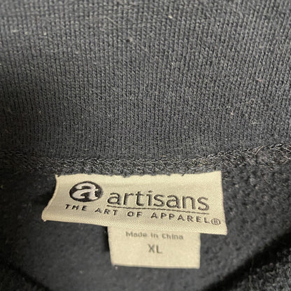 古着 used　artisans　長袖ハーフジップスウェット　トレーナー　ワンポイント刺繍　黒　ビッグシルエット　XLサイズ