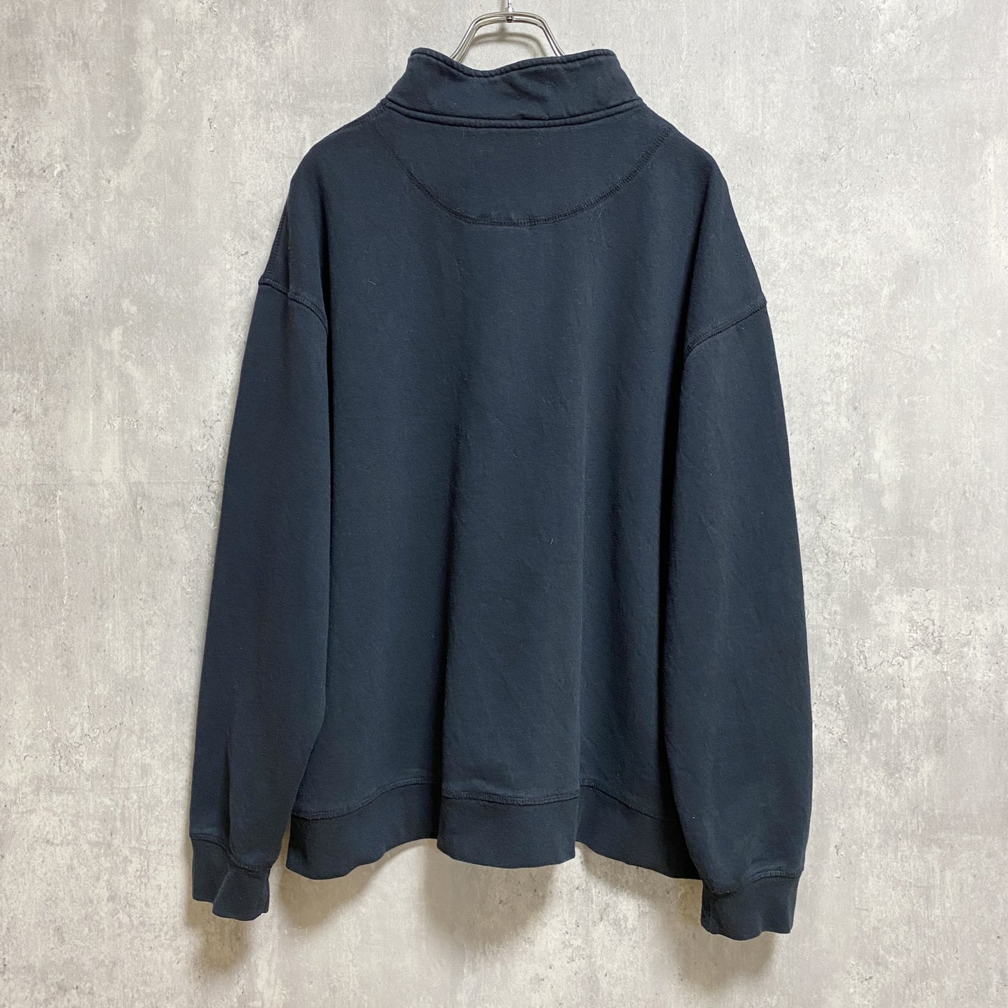 古着 used　artisans　長袖ハーフジップスウェット　トレーナー　ワンポイント刺繍　黒　ビッグシルエット　XLサイズ