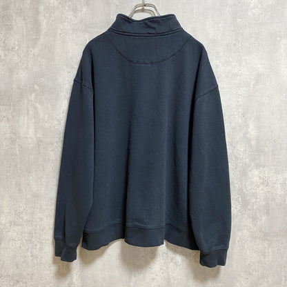 古着 used　artisans　長袖ハーフジップスウェット　トレーナー　ワンポイント刺繍　黒　ビッグシルエット　XLサイズ