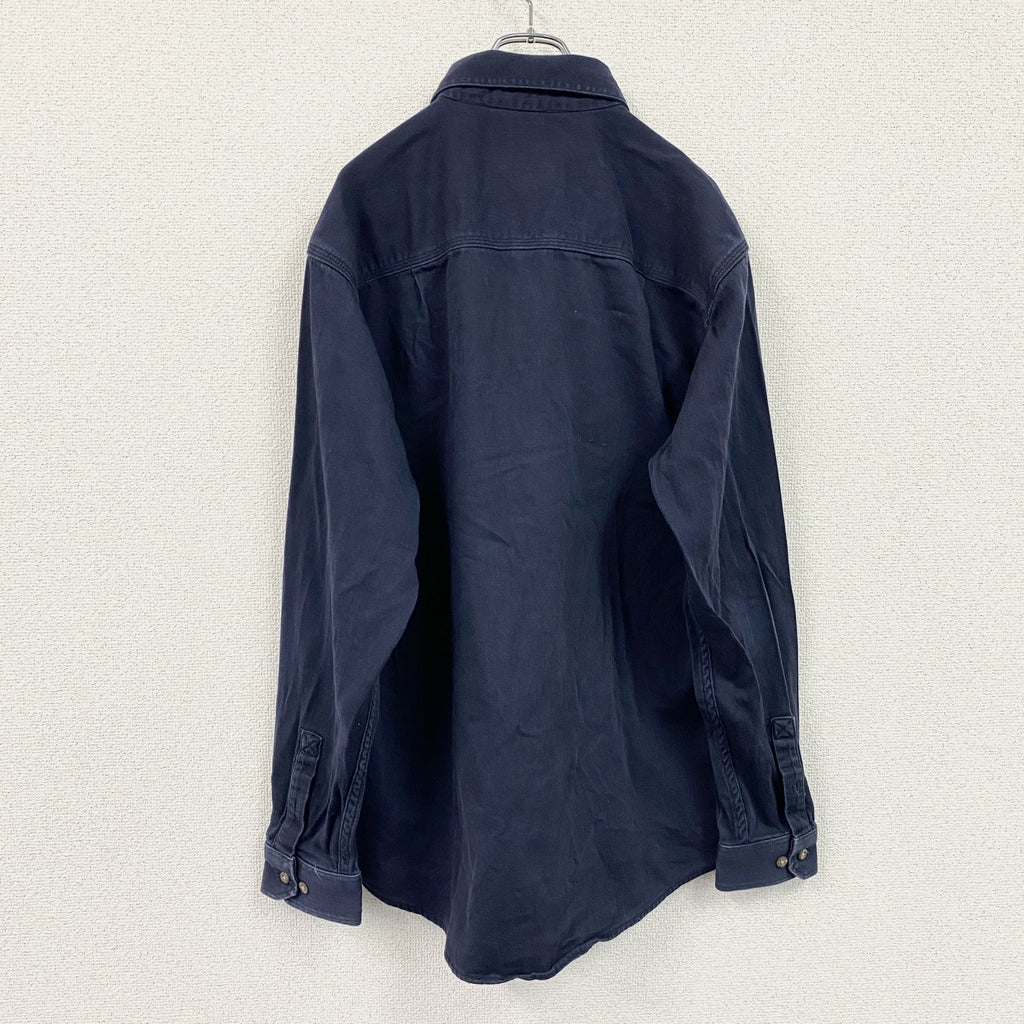Carhartt　カーハート　長袖ワークシャツ　ボタンダウンシャツ　ワッペンカスタム　紺　ネイビー　Ｍサイズ
