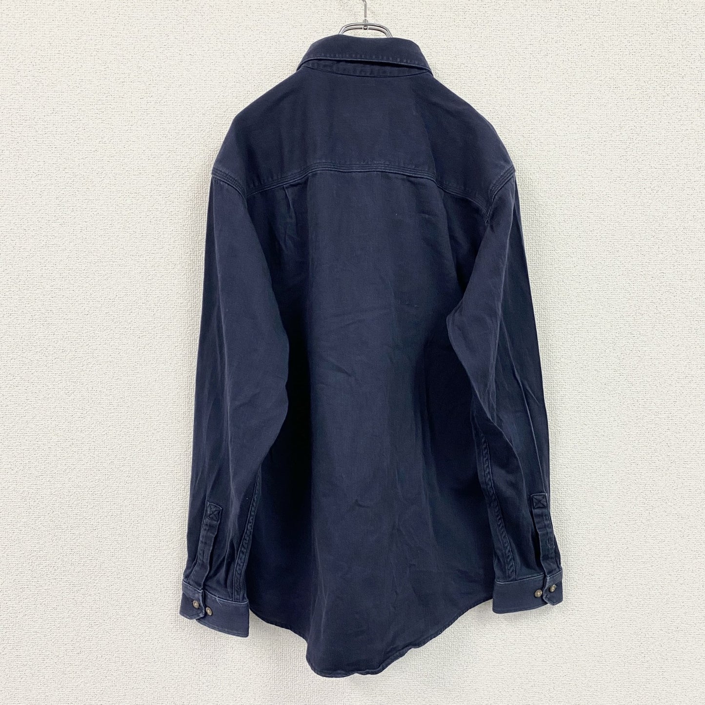 Carhartt　カーハート　長袖ワークシャツ　ボタンダウンシャツ　ワッペンカスタム　紺　ネイビー　Ｍサイズ