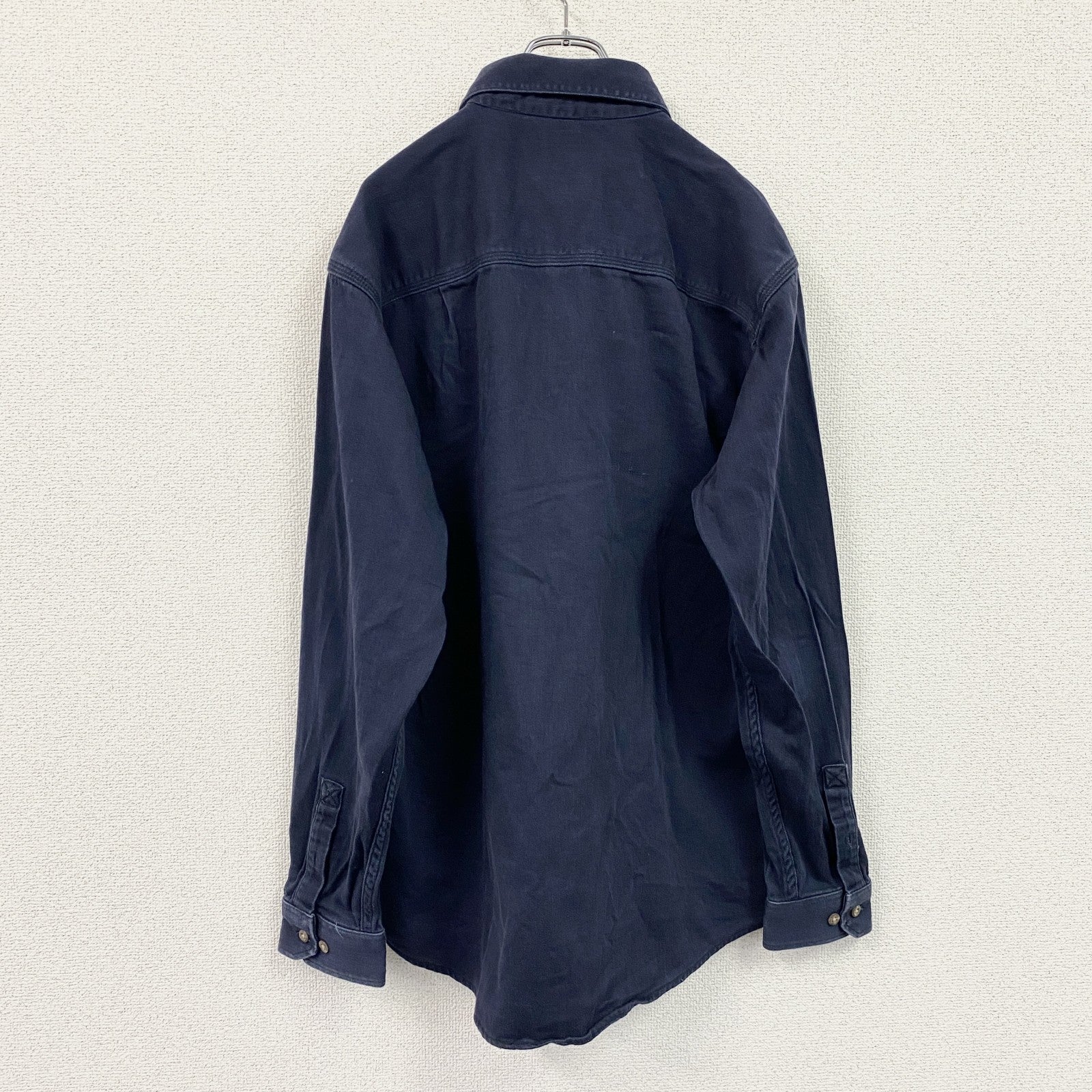 Carhartt　カーハート　長袖ワークシャツ　ボタンダウンシャツ　ワッペンカスタム　紺　ネイビー　Ｍサイズ