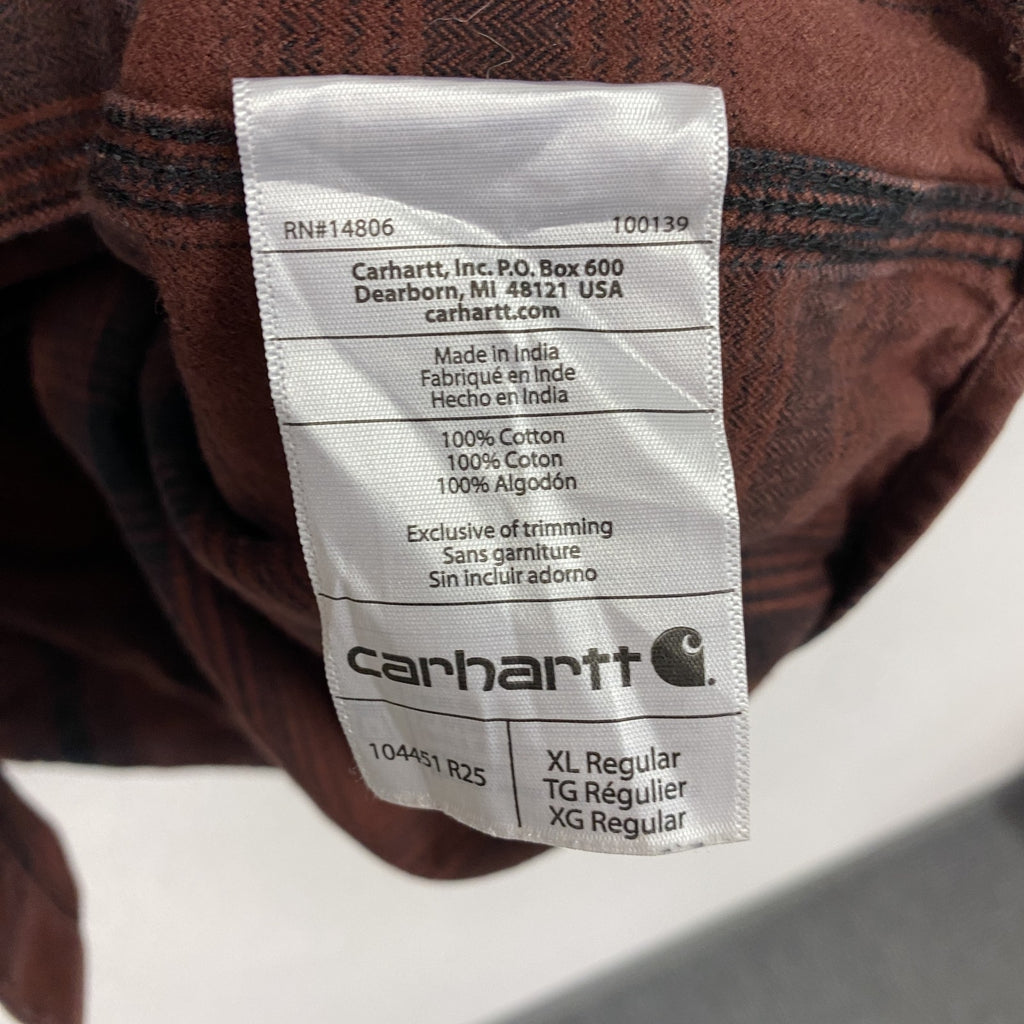 Carhartt　カーハート　長袖ネルシャツ　チェックシャツ　ダブルポケットシャツ　茶色　ブラウン　XLサイズ