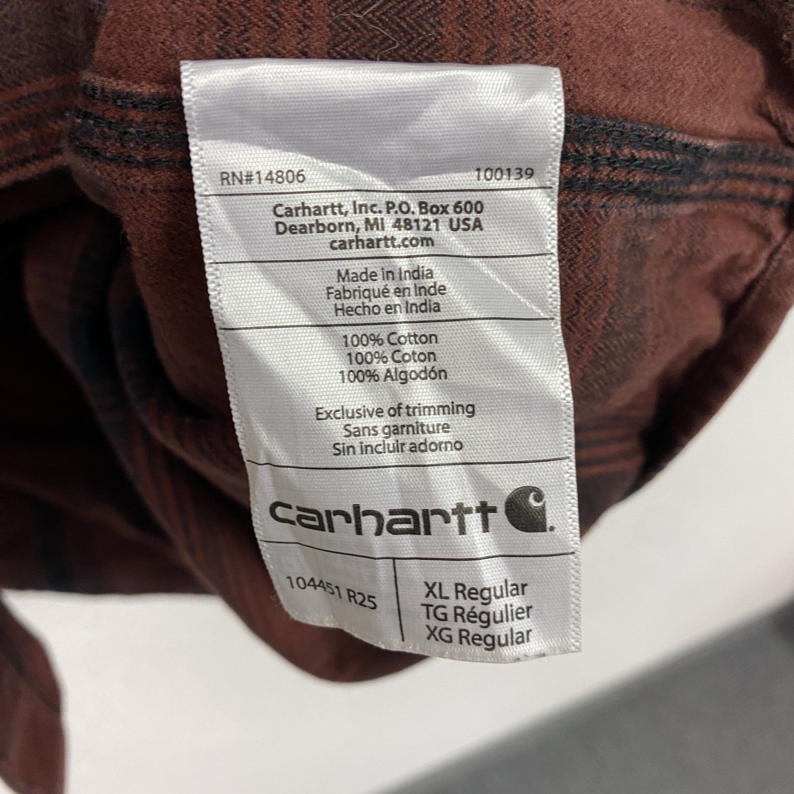 Carhartt　カーハート　長袖ネルシャツ　チェックシャツ　ダブルポケットシャツ　茶色　ブラウン　XLサイズ