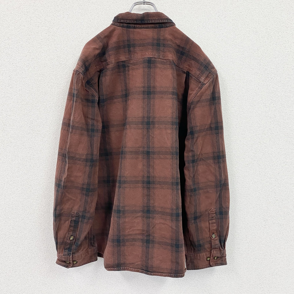 Carhartt　カーハート　長袖ネルシャツ　チェックシャツ　ダブルポケットシャツ　茶色　ブラウン　XLサイズ