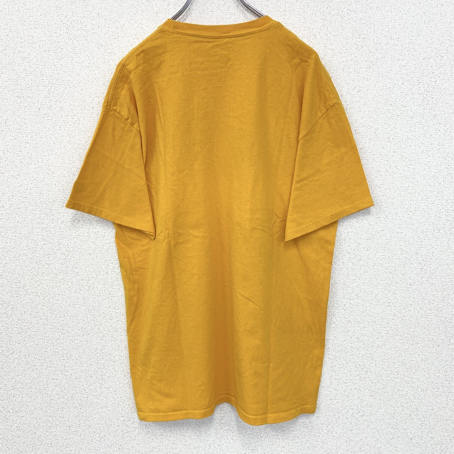 古着 used　champion チャンピオン　半袖ダメージプリントTシャツ　スカルデザイン　黄　イエロー　クルーネック　Lサイズ