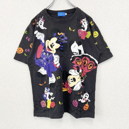 古着 used　Disney　ディズニー　半袖プリントTシャツ　東京ディズニーリゾート　ハロウィン　クルーネック　グレー　Lサイズ