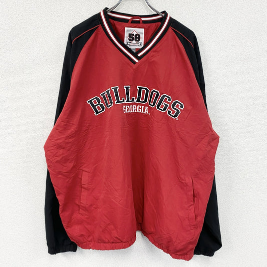 90s～　58SPORTS　プルオーバージャケット　ジョージア大学　ヴィンテージ　赤　レッド　XXLサイズ