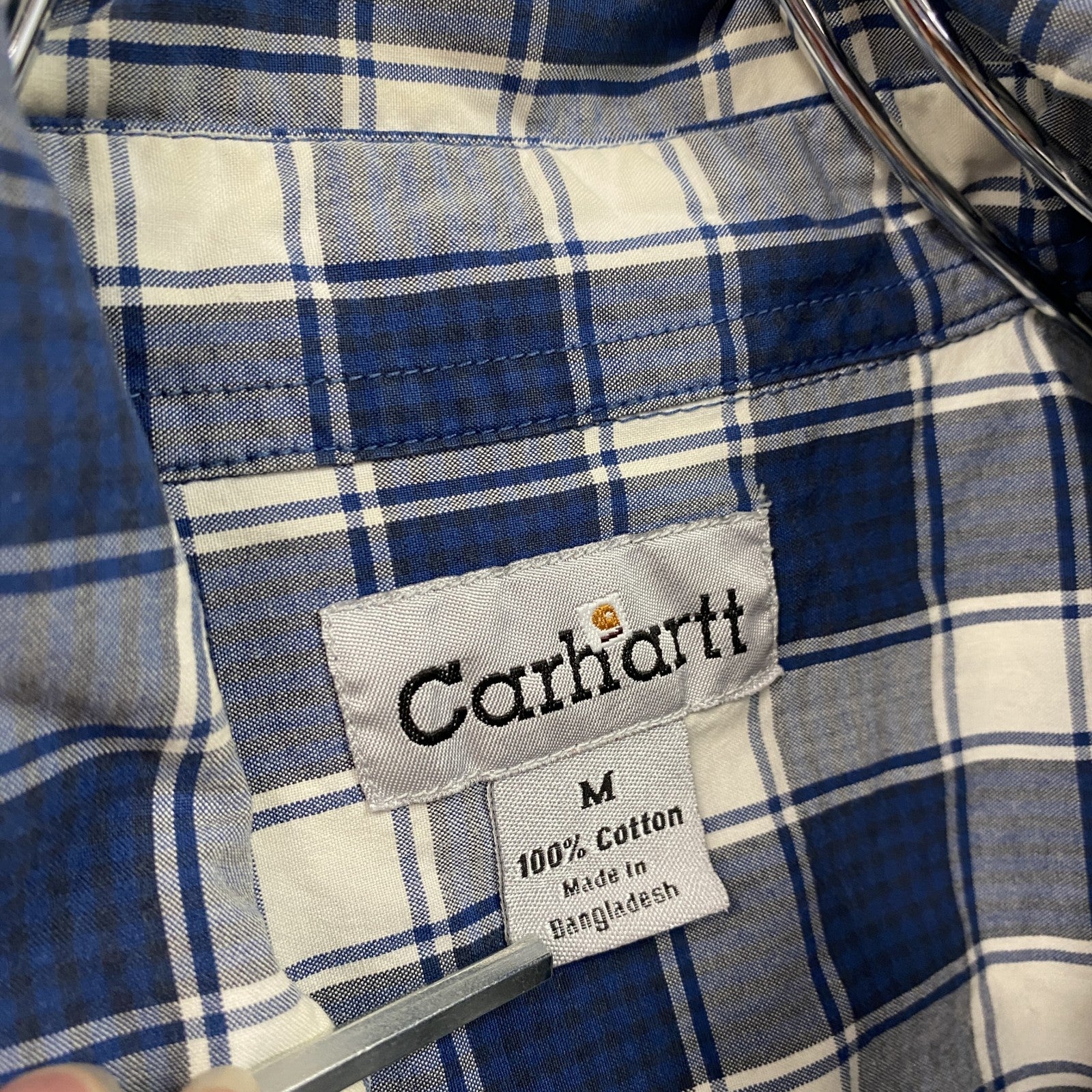 Carhartt　カーハート　長袖ボタンダウンシャツ　チェック柄　青　ブルー　Mサイズ