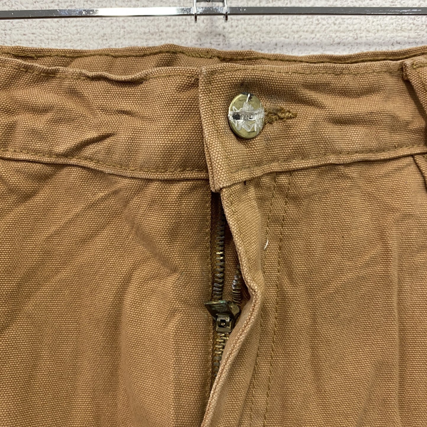 ノーブランド　ダブルニーペインターパンツ　ダックパンツ　ジップフライ　キャメル