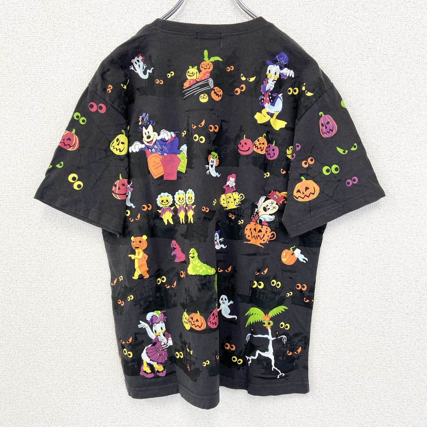 古着 used　Disney　ディズニー　半袖プリントTシャツ　東京ディズニーリゾート　ハロウィン　クルーネック　グレー　Lサイズ