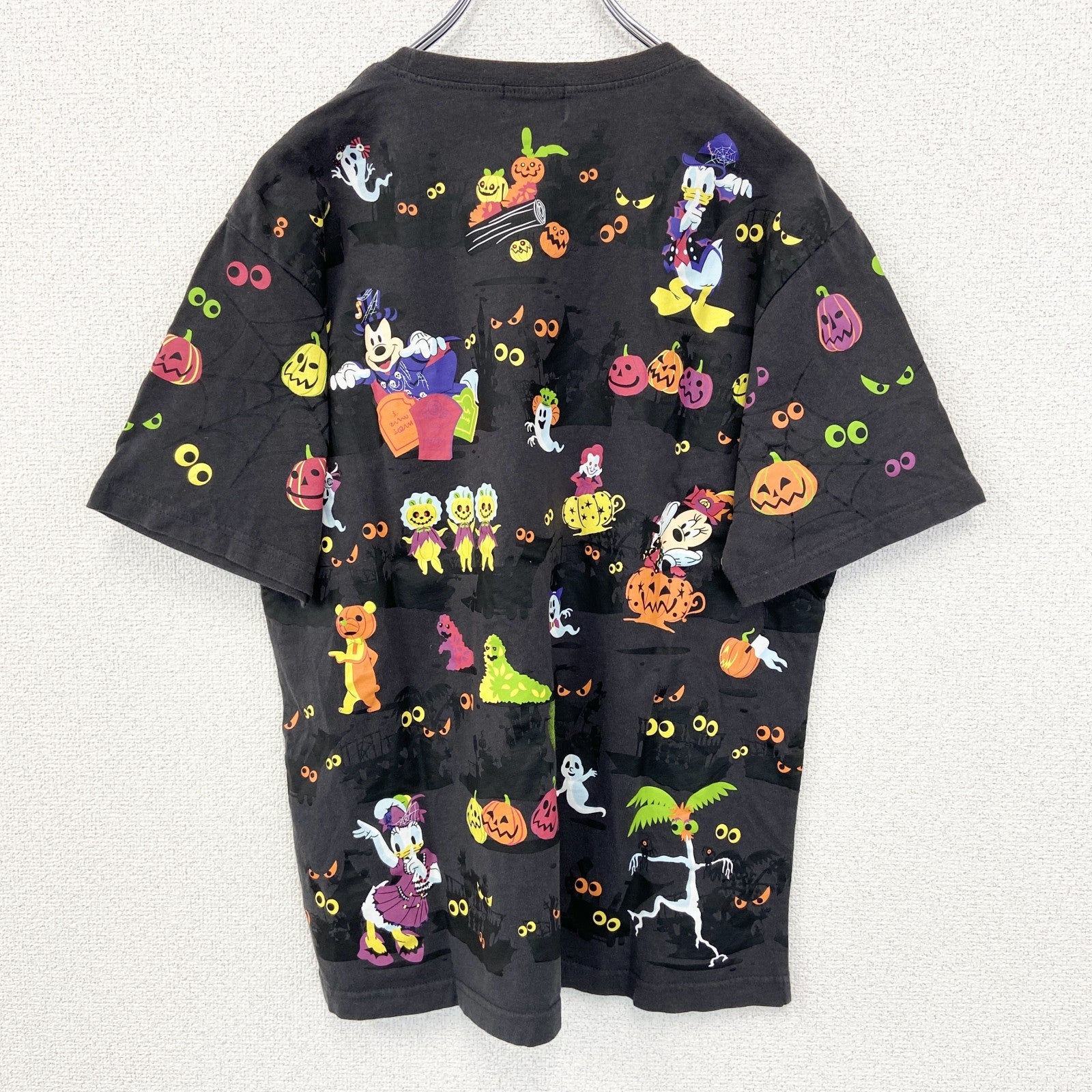 古着 used　Disney　ディズニー　半袖プリントTシャツ　東京ディズニーリゾート　ハロウィン　クルーネック　グレー　Lサイズ