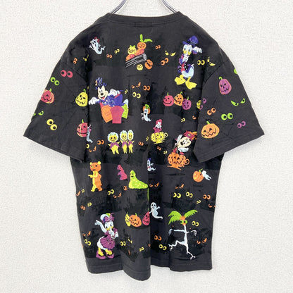 古着 used　Disney　ディズニー　半袖プリントTシャツ　東京ディズニーリゾート　ハロウィン　クルーネック　グレー　Lサイズ