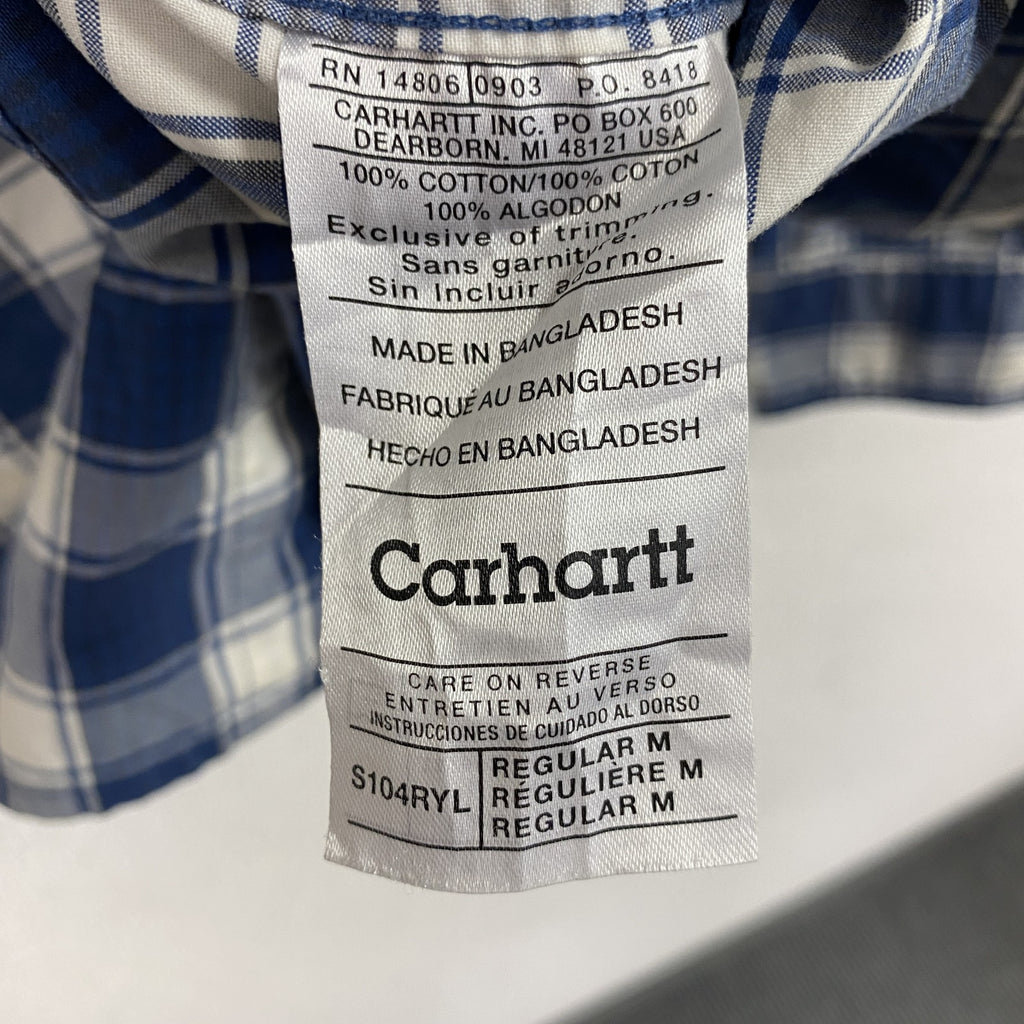 Carhartt　カーハート　長袖ボタンダウンシャツ　チェック柄　青　ブルー　Mサイズ