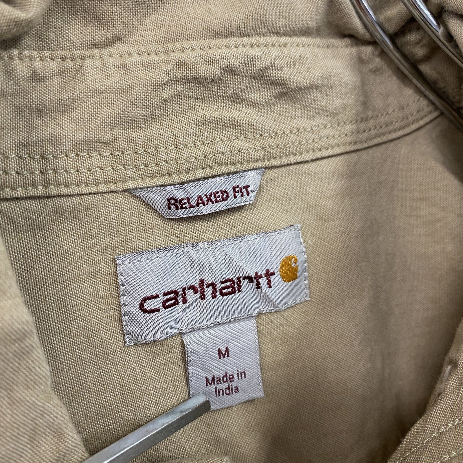 Carhartt　カーハート　長袖ワークシャツ　ボタンダウンシャツ　ダブルポケットシャツ　ベージュ　Mサイズ