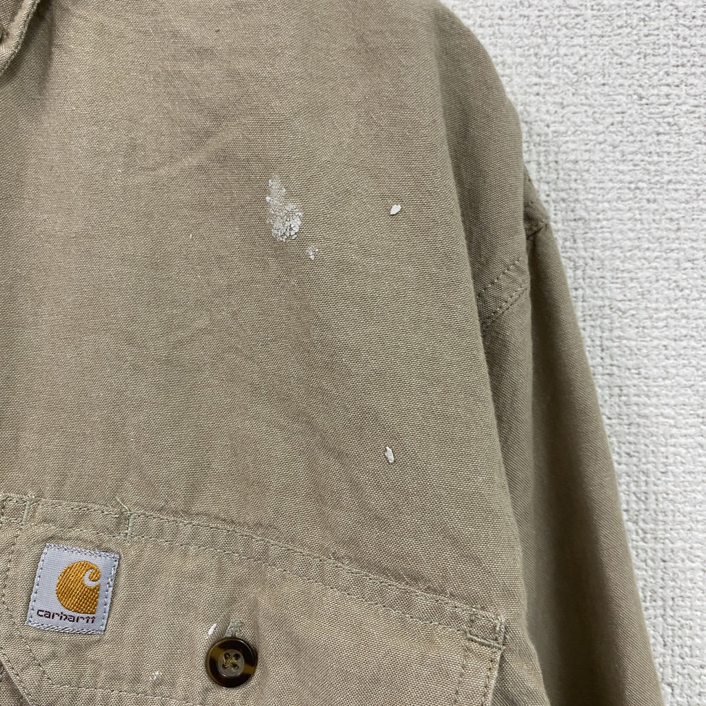 Carhartt　カーハート　長袖ワークシャツ　ボタンダウンシャツ　ダブルポケットシャツ　ベージュ　Mサイズ