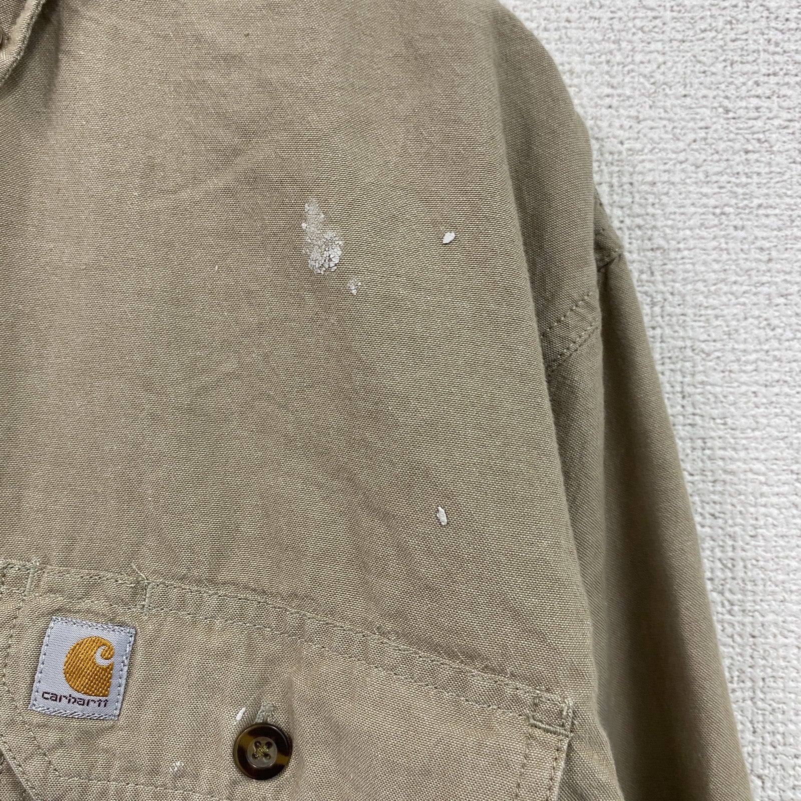 Carhartt　カーハート　長袖ワークシャツ　ボタンダウンシャツ　ダブルポケットシャツ　ベージュ　Mサイズ