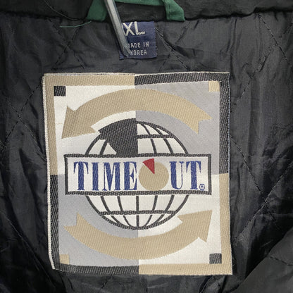 90s～　TIMEOUT　フルジップナイロンジャケット　フード　中綿入り　ヴィンテージ　緑　グリーン　XLサイズ