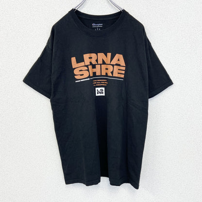 古着 used　champion チャンピオン　半袖バンドTシャツ　バックプリント　ローナ ショア　黒　クルーネック　Lサイズ