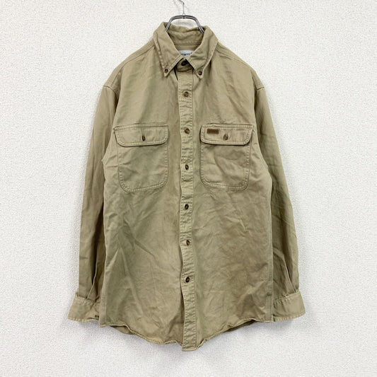 Carhartt　カーハート　長袖ワークシャツ　ボタンダウンシャツ　ダブルポケットシャツ　ベージュ　Sサイズ