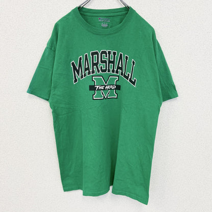 古着 used　champion　チャンピオン　半袖カレッジプリントTシャツ　マーシャル大学　緑　クルーネック　レトロ　Lサイズ