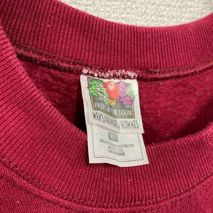 ～90s　FRUIT OF THE LOOM　フルーツオブザルーム　スウェット/トレーナー　エンジ　XLサイズ