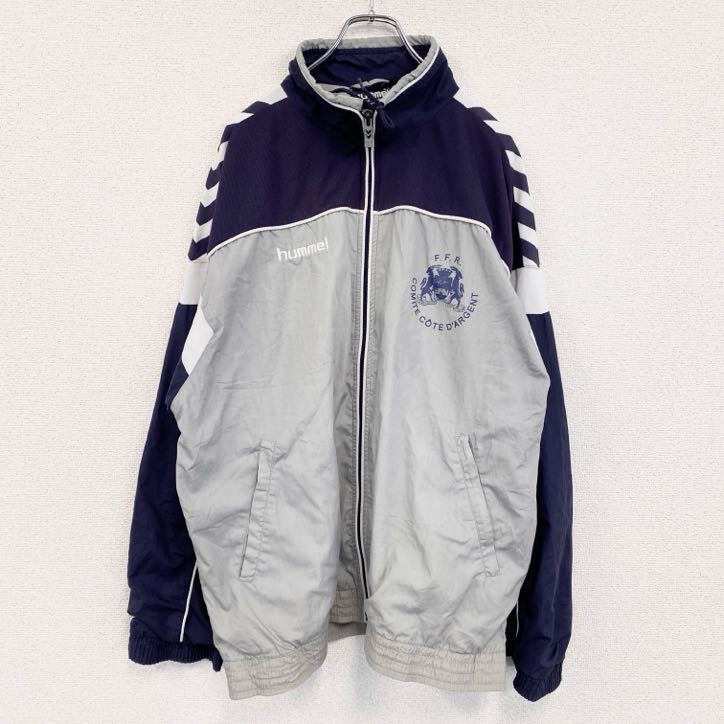 90s～　hummel　ヒュンメル　トラックジャケット/ジャージ　ヴィンテージ　灰色　グレー　XLサイズ
